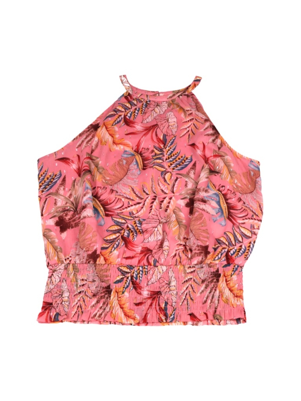 Joie Tropical Halter Blouse Size Medium Pink Floral Resort Top